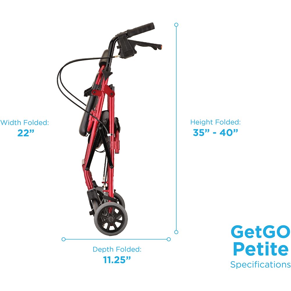 Lightweight Folding Narrow Rollator Walker with Seat F281