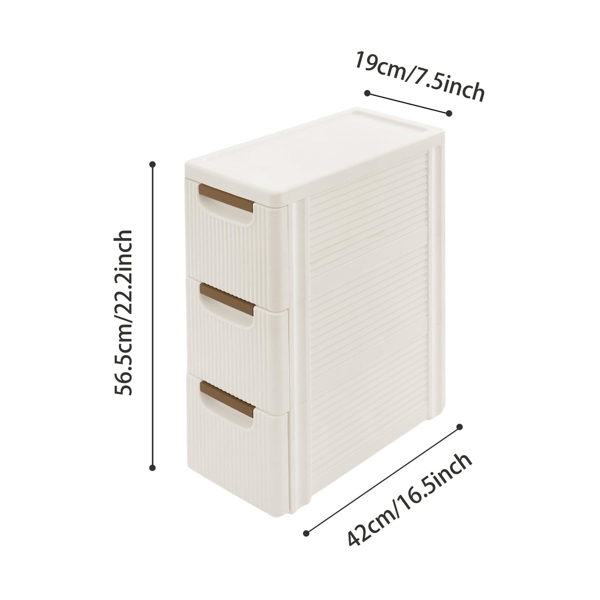 Narrow Rolling Storage Cabinet with 3 Drawers M851