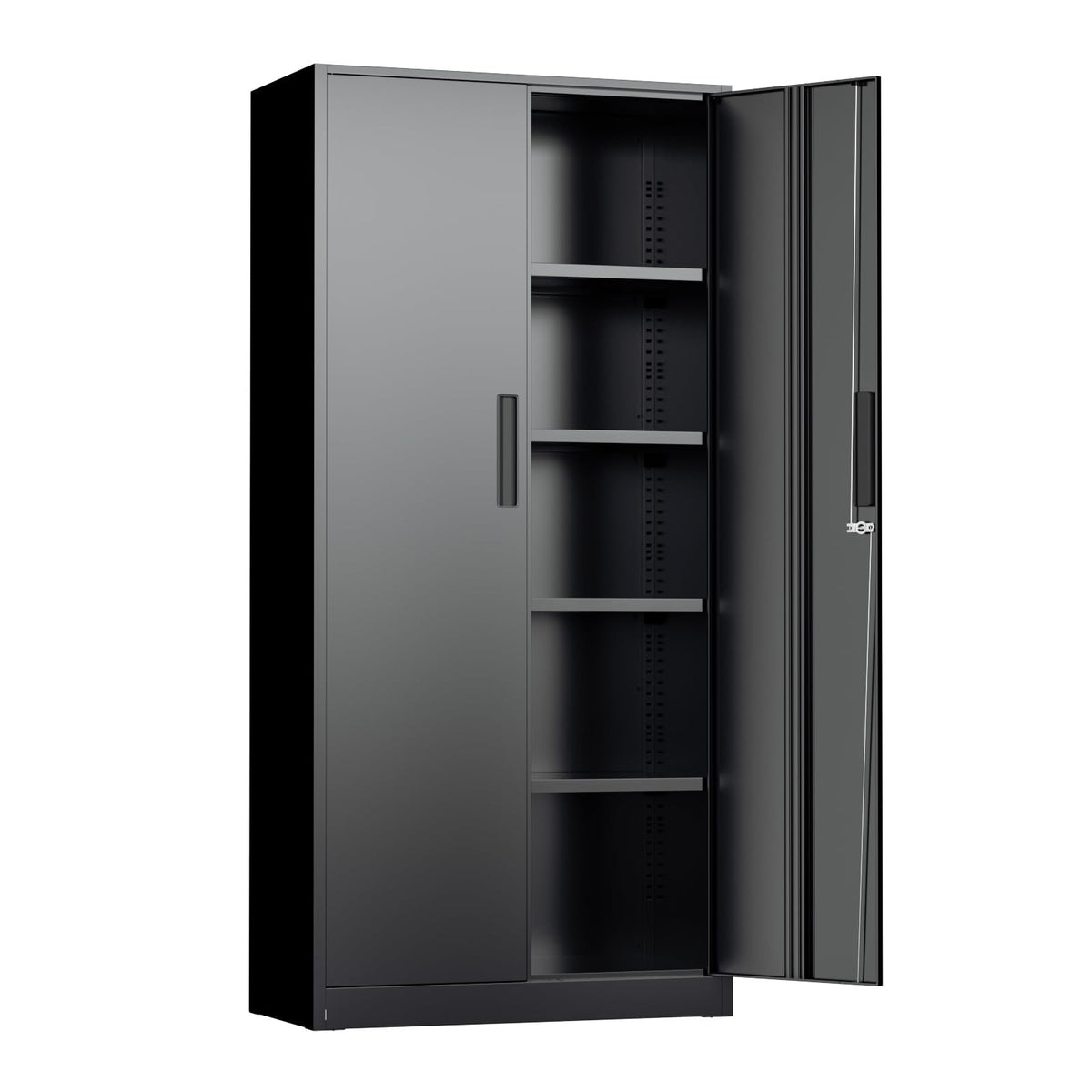 Black 72" Locking Steel Storage Cabinet with 4 Adjustable Shelves G54074