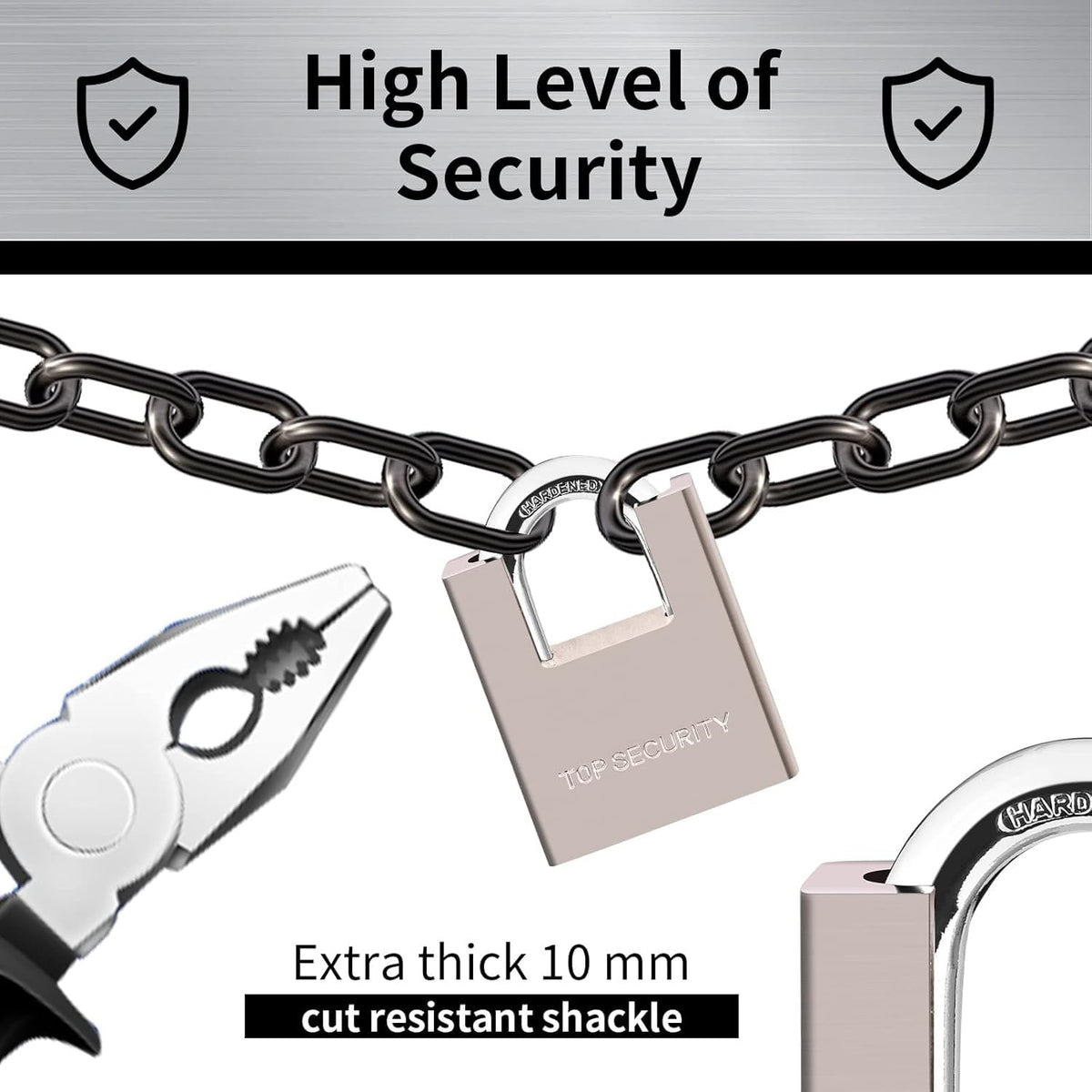 Heavy Duty Solid Brass Keyed Padlock with 4 Keys K8002