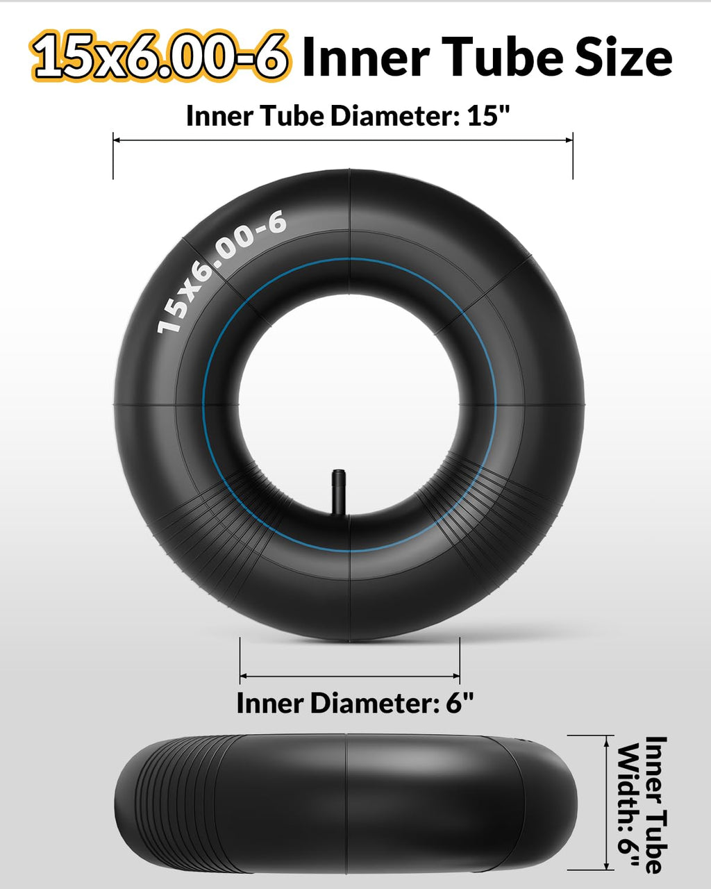 15x6.00-6 Inner Tube with TR-13 Valve Stem, 2 Pack C168