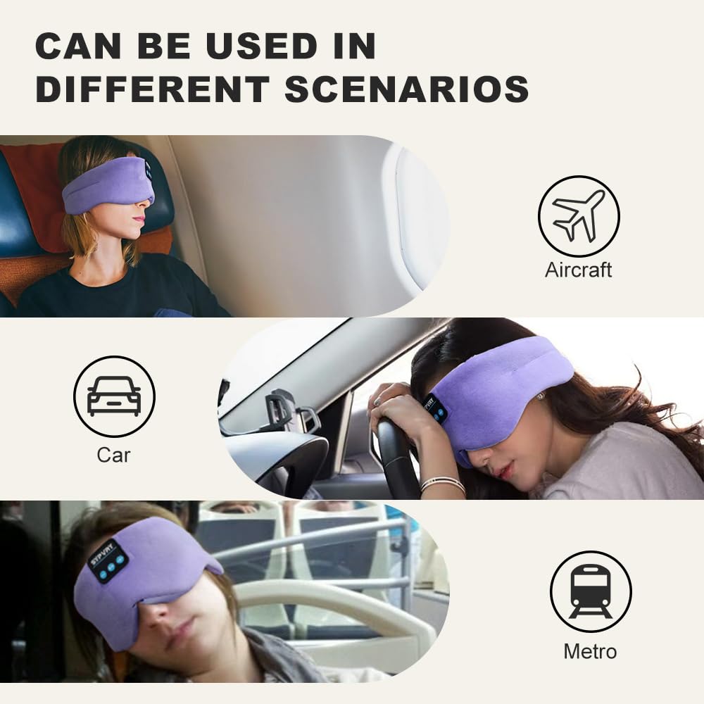 Bluetooth Sleep Mask Wireless Headphones Purple T9553