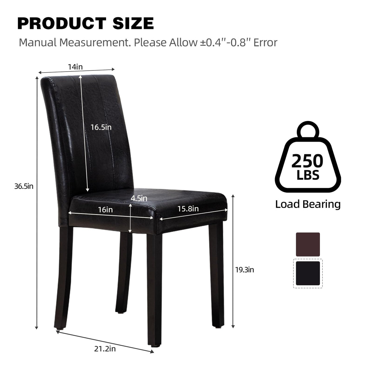 Black PU Leather Dining Chairs Set of 4 G9490