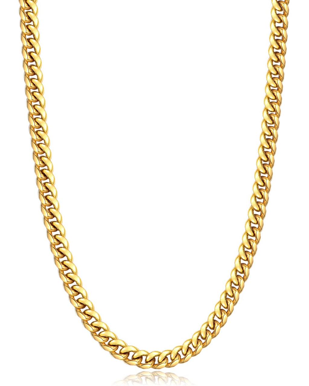 Cuban Link Chain Necklace 4mm 18K Gold Plated Stainless Steel D49982