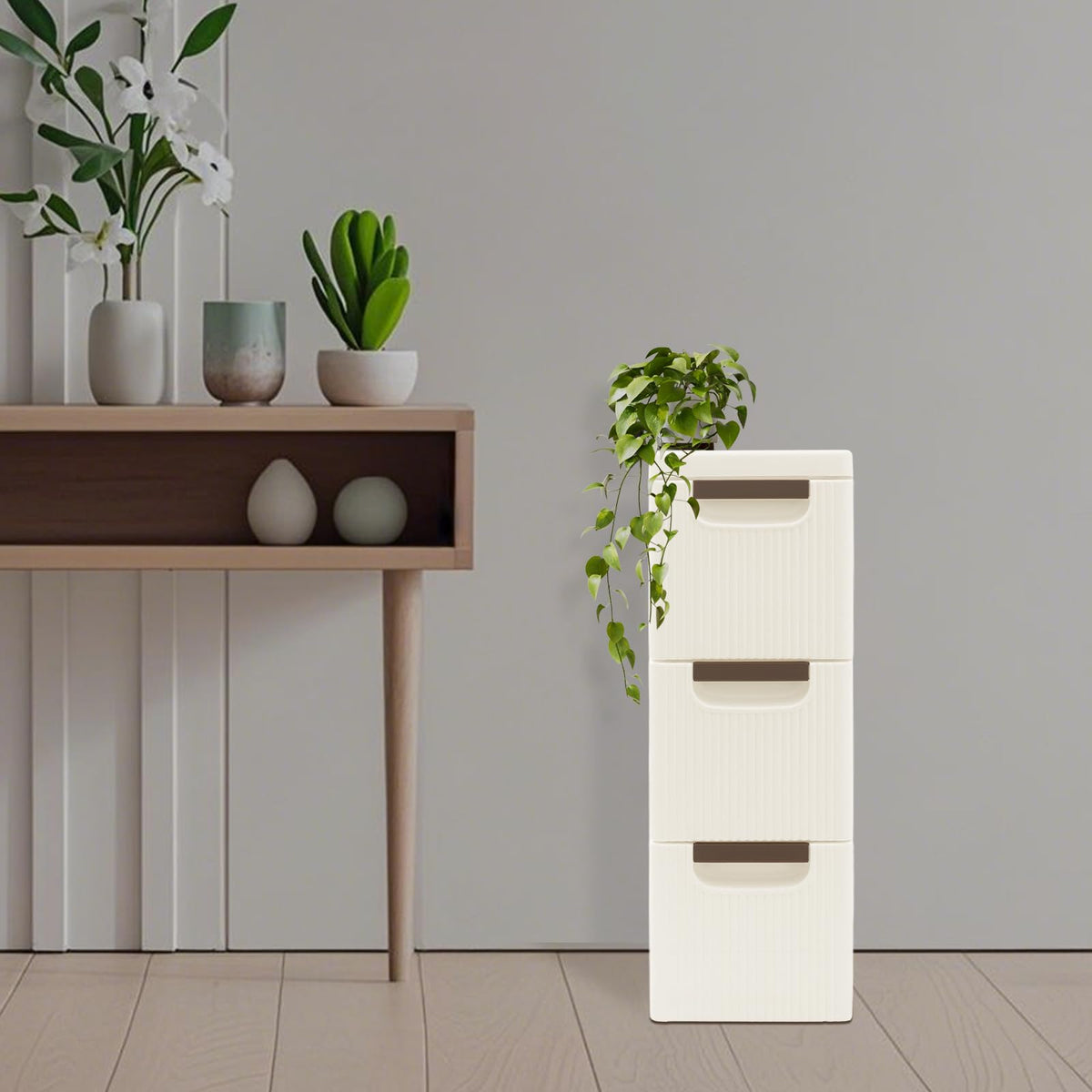 Narrow Rolling Storage Cabinet with 3 Drawers M851