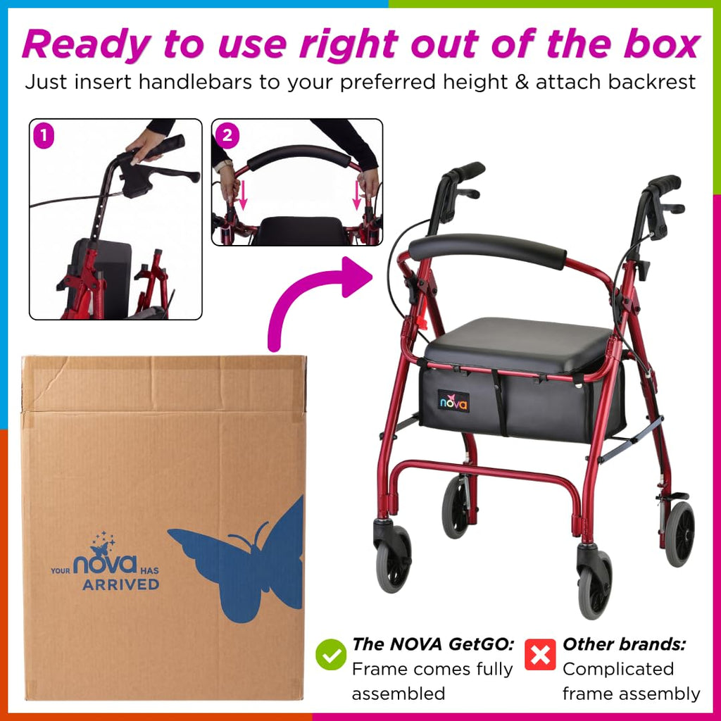 Lightweight Folding Narrow Rollator Walker with Seat F281