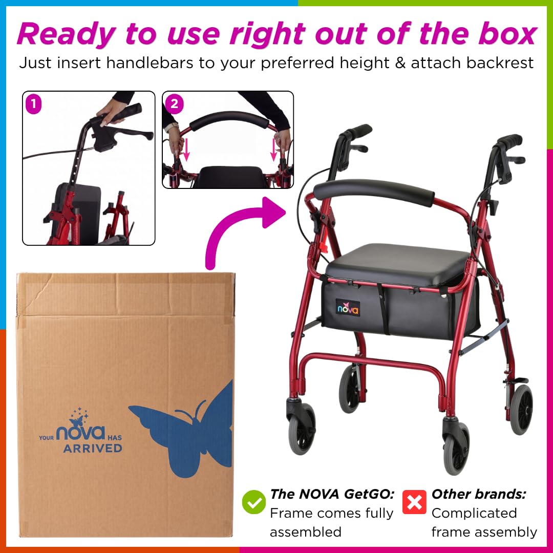 Lightweight Folding Narrow Rollator Walker with Seat F281