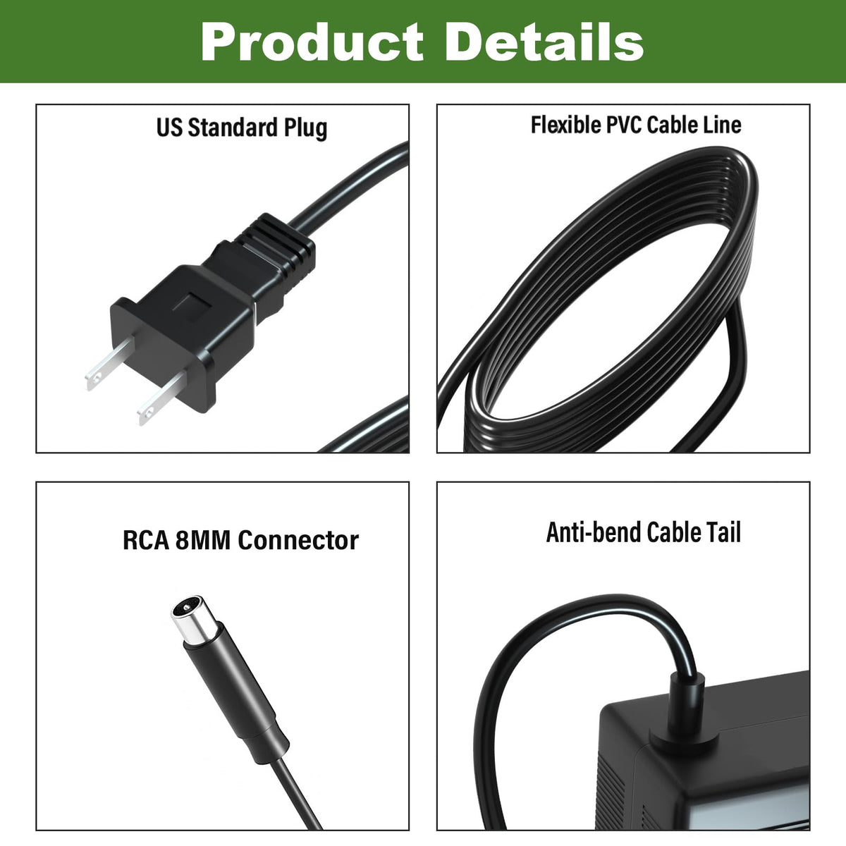 42V 2A Battery Charger Power Adapter Cord T898274