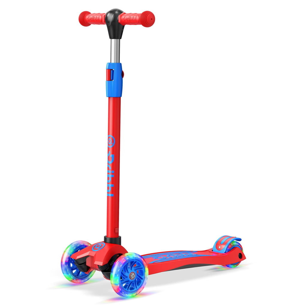 3-Wheel Kids Scooter Adjustable Height Anti-Slip Deck Red and Blue X1289