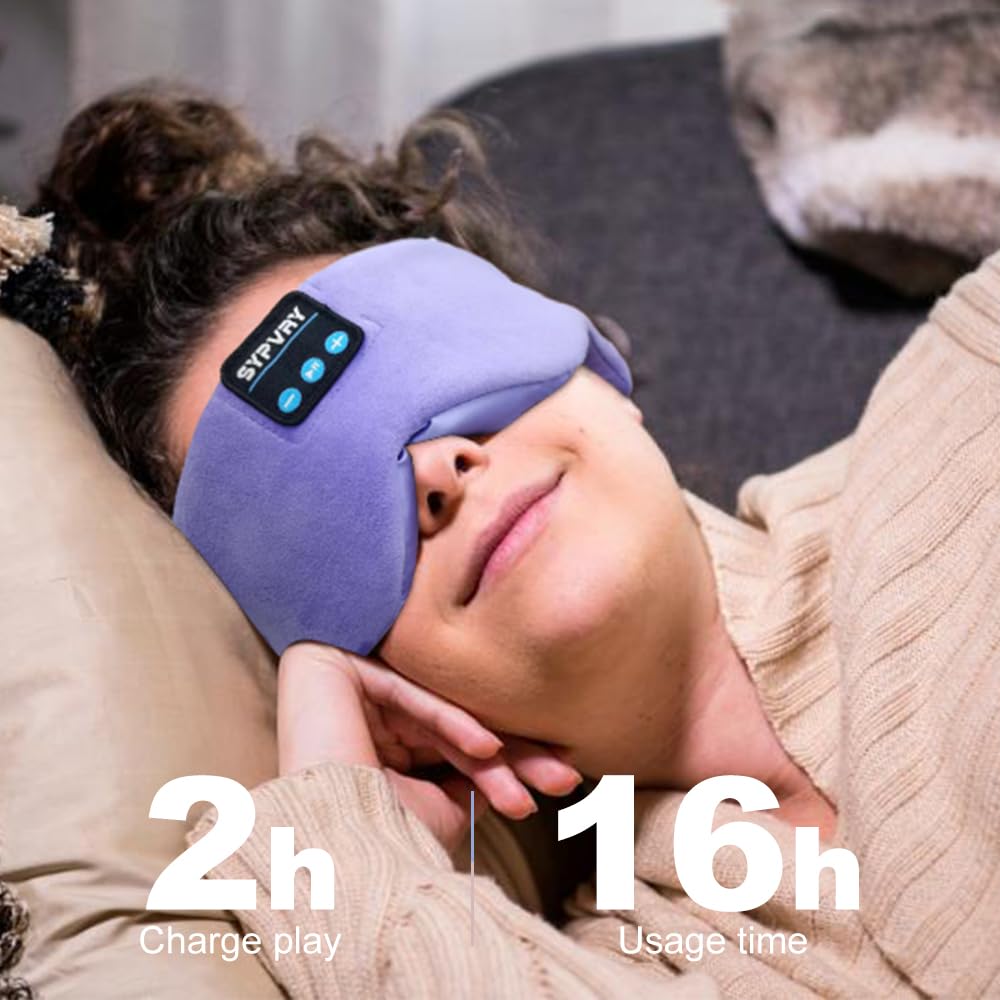 Bluetooth Sleep Mask Wireless Headphones Purple T9553