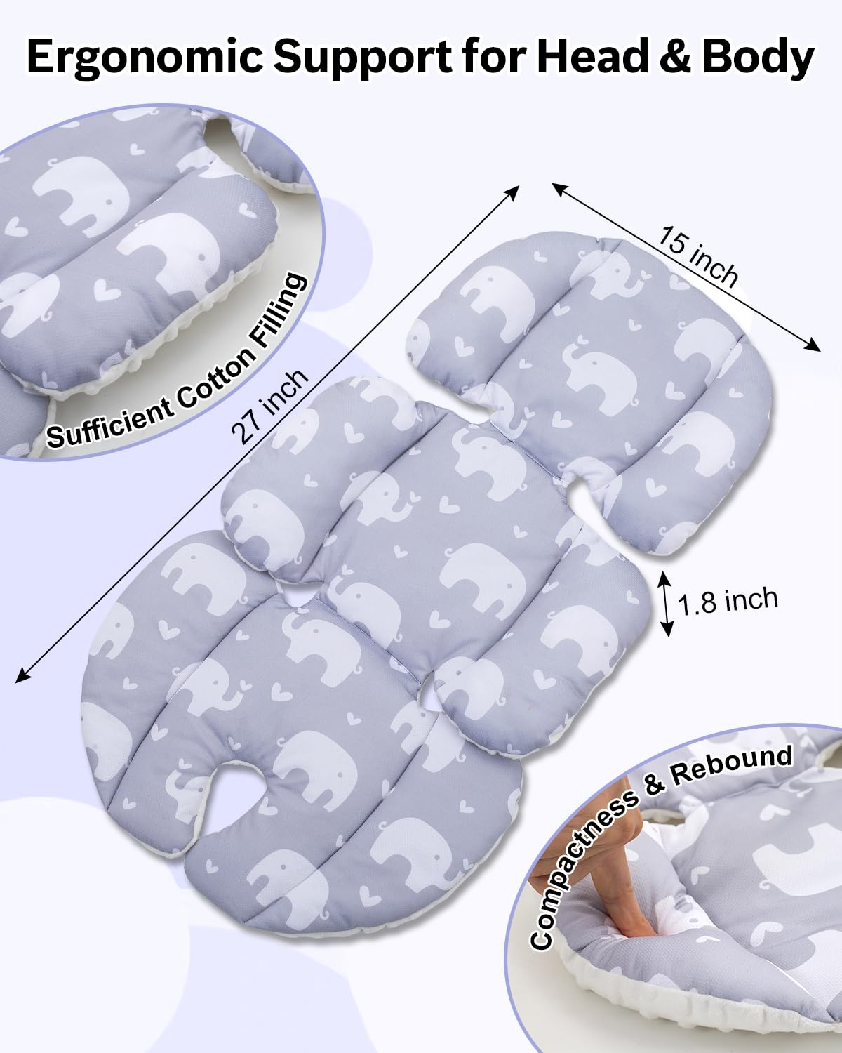 Infant Car Seat Insert with Headrest F9748