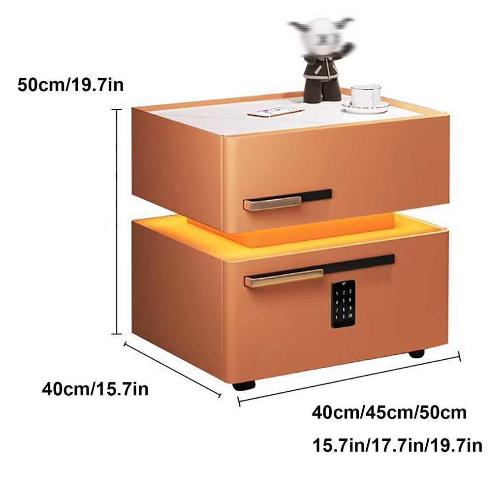 Light Gray Nightstand with Wireless Charging and Drawers L4700
