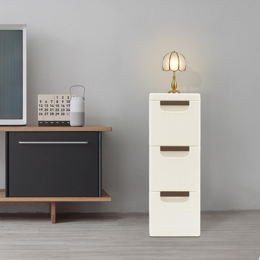 Narrow Rolling Storage Cabinet with 3 Drawers M851