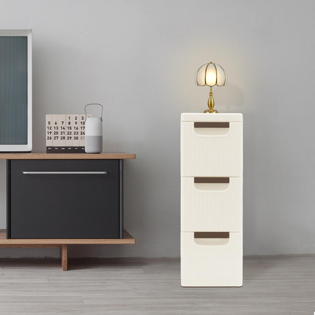 Narrow Rolling Storage Cabinet with 3 Drawers M851