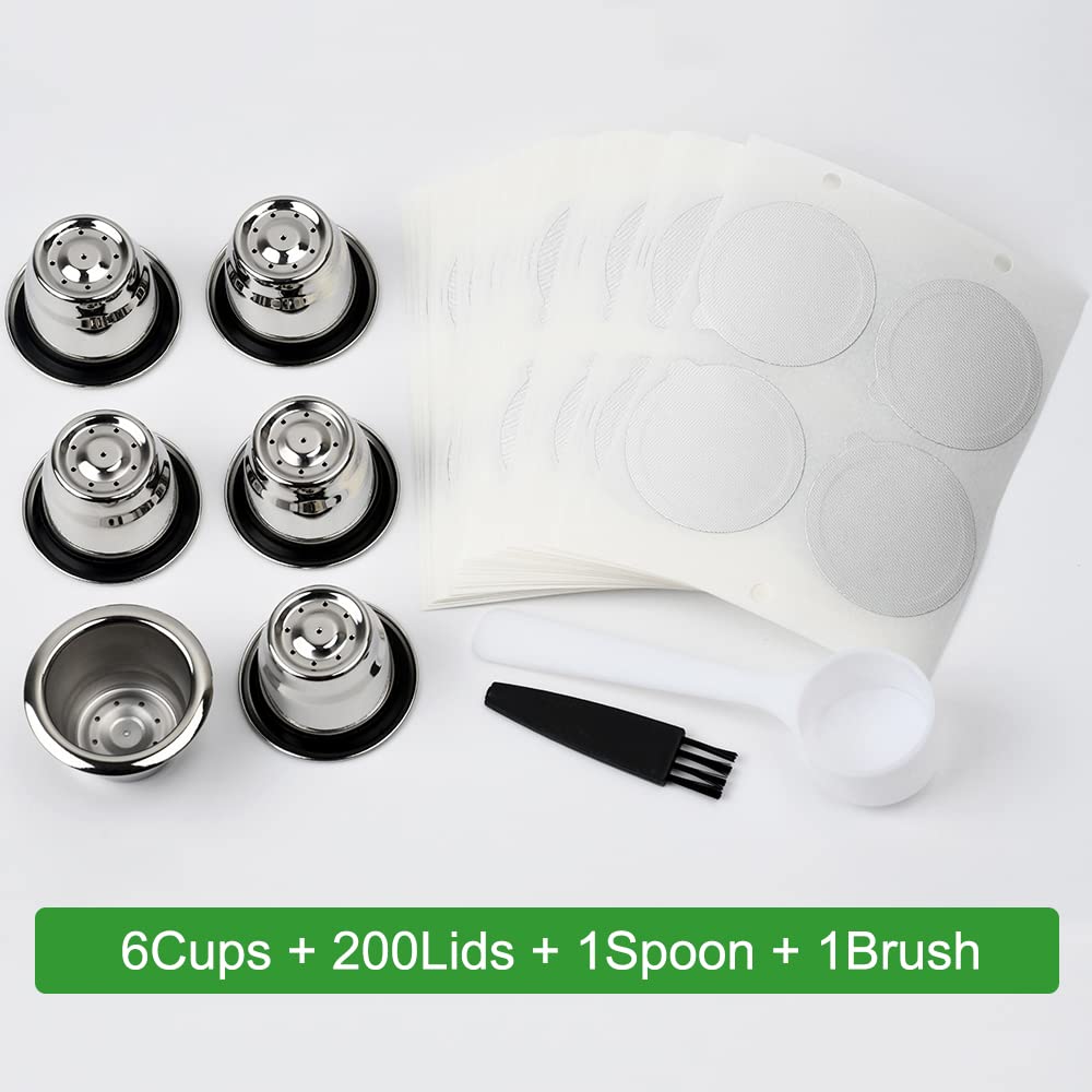Reusable Stainless Steel Espresso Capsules 6 Cups 200 Lids S687