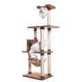 Tall 70 Inch MultiLevel Feline Activity Tower with Scratching Posts and Playhouse, Tan Y7986