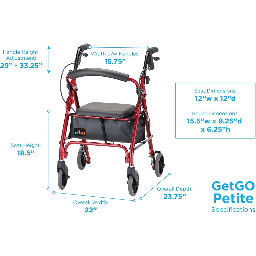 Lightweight Folding Narrow Rollator Walker with Seat F281