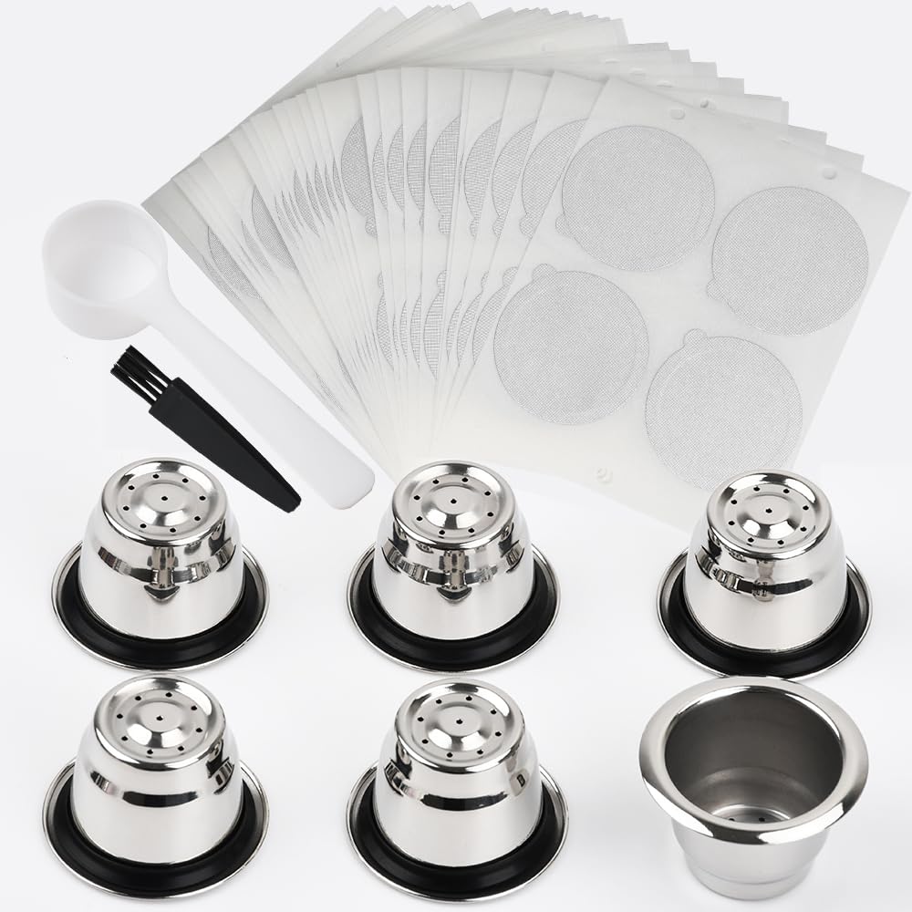 Reusable Stainless Steel Espresso Capsules 6 Cups 200 Lids S687
