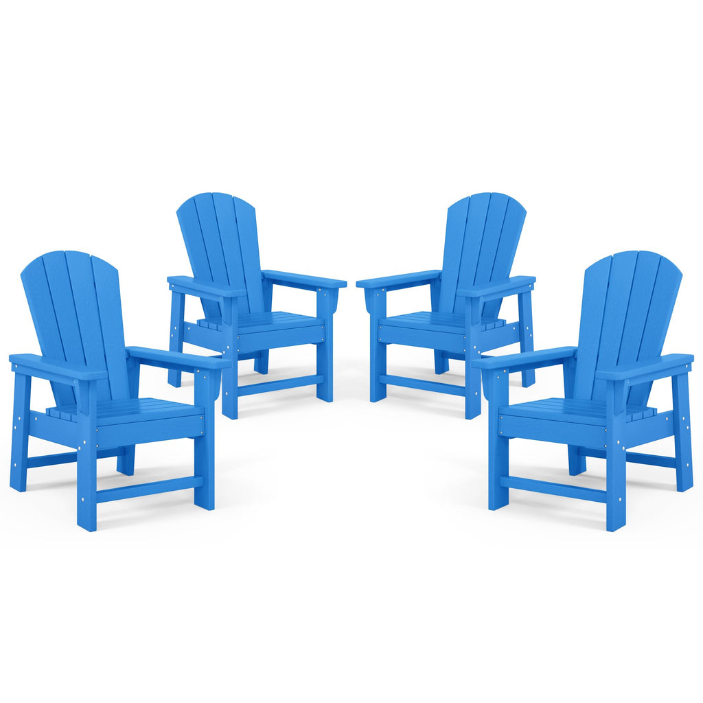 Kids Adirondack Chair Set of 4 Plastic Outdoor Pacific Blue A469