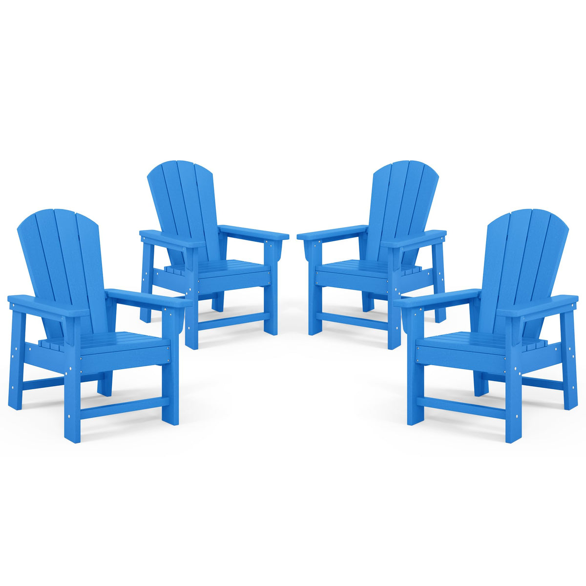 Kids Adirondack Chair Set of 4 Plastic Outdoor Pacific Blue A469