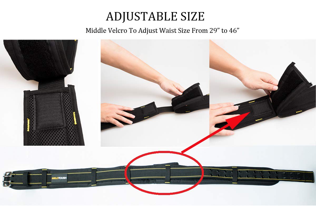 2-Inch Padded Tool Belt with 4 D-Rings Heavy Duty Double Metal Roller Buckle Y477440