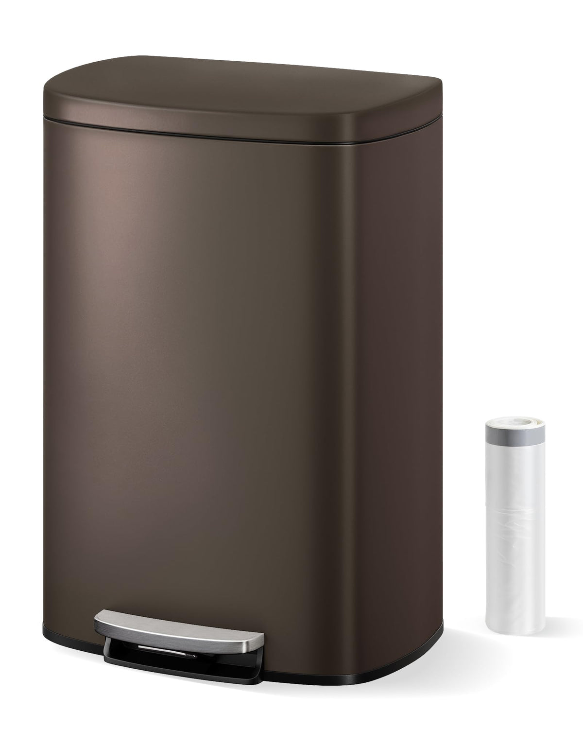 50L Stainless Steel Kitchen Step Trash Can with Soft-Close Lid N73608