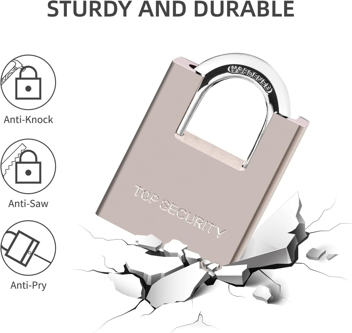 Heavy Duty Solid Brass Keyed Padlock with 4 Keys K8002