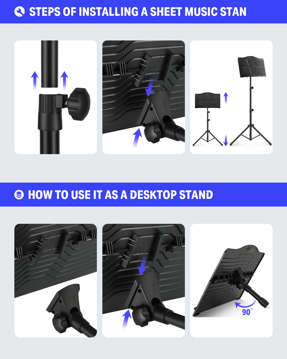 Sheet Music Stand with Light & Carrying Bag B193