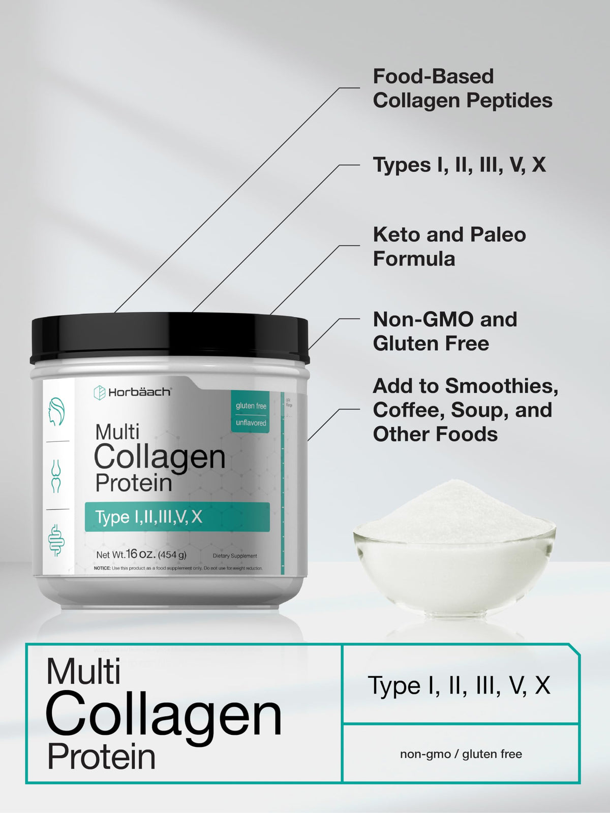 Multi Collagen Protein Powder 16 oz L963