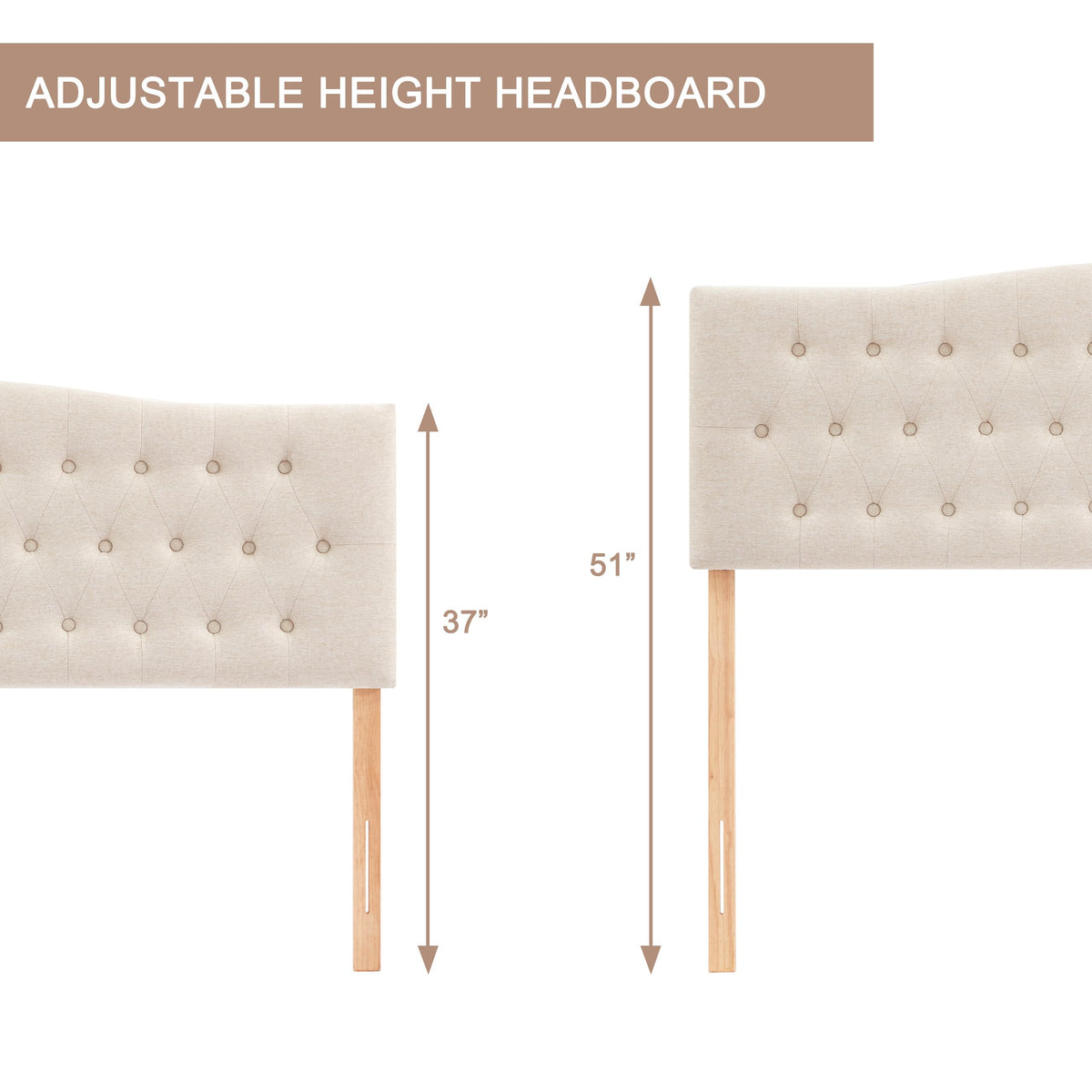 Beige Queen Size Tufted Headboard G906