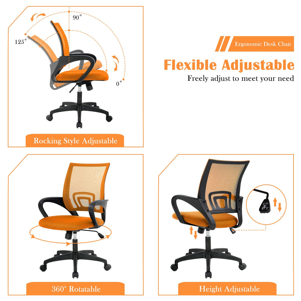 Adjustable Mesh Office Chair with Lumbar Support C41492