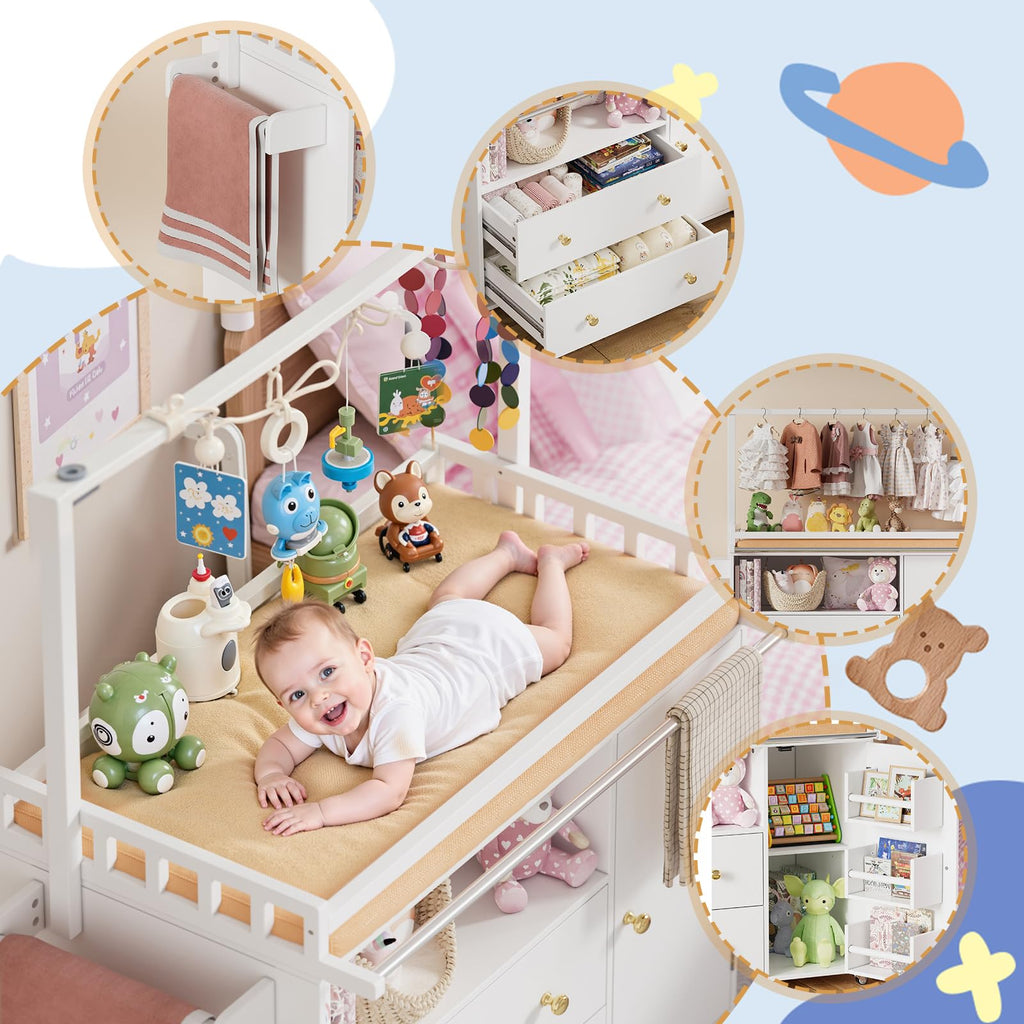 Baby Changing Table with Wheels and Drawers U795082