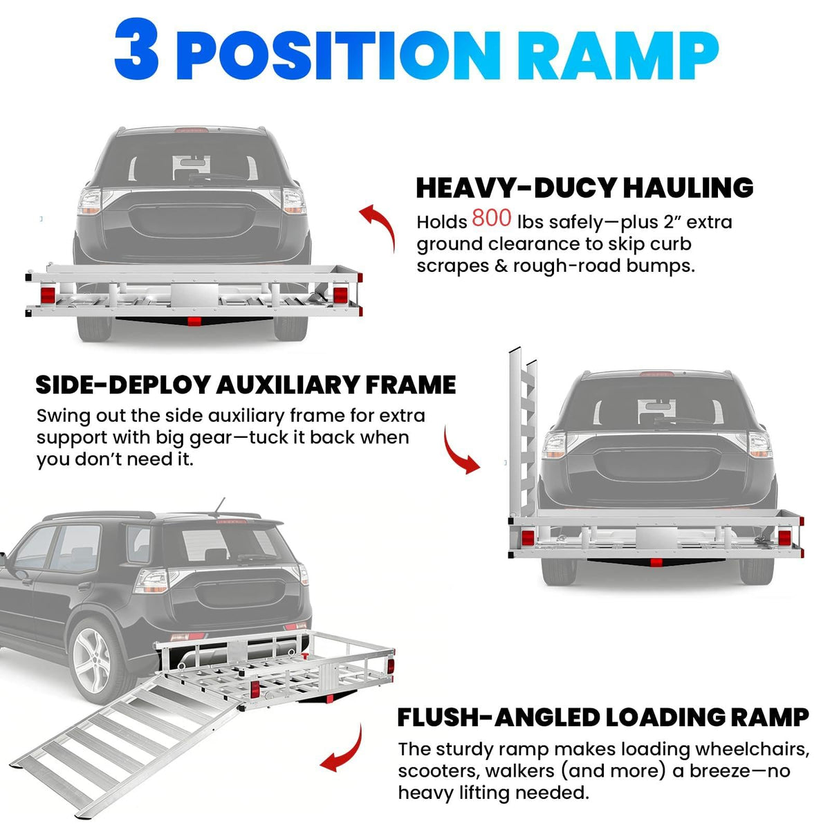 52"x31"x10" Aluminum Hitch Cargo Carrier with Ramp R65258