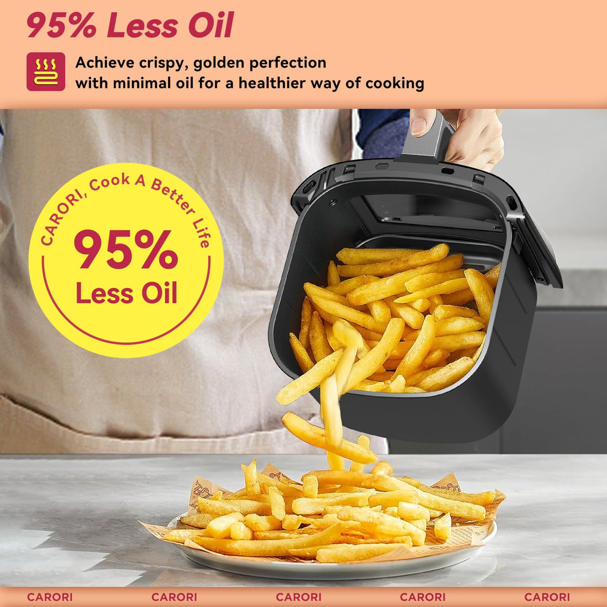 6Qt Air Fryer with Viewing Window, 12 Preset, Nonstick Dishwasher Safe Basket E4486