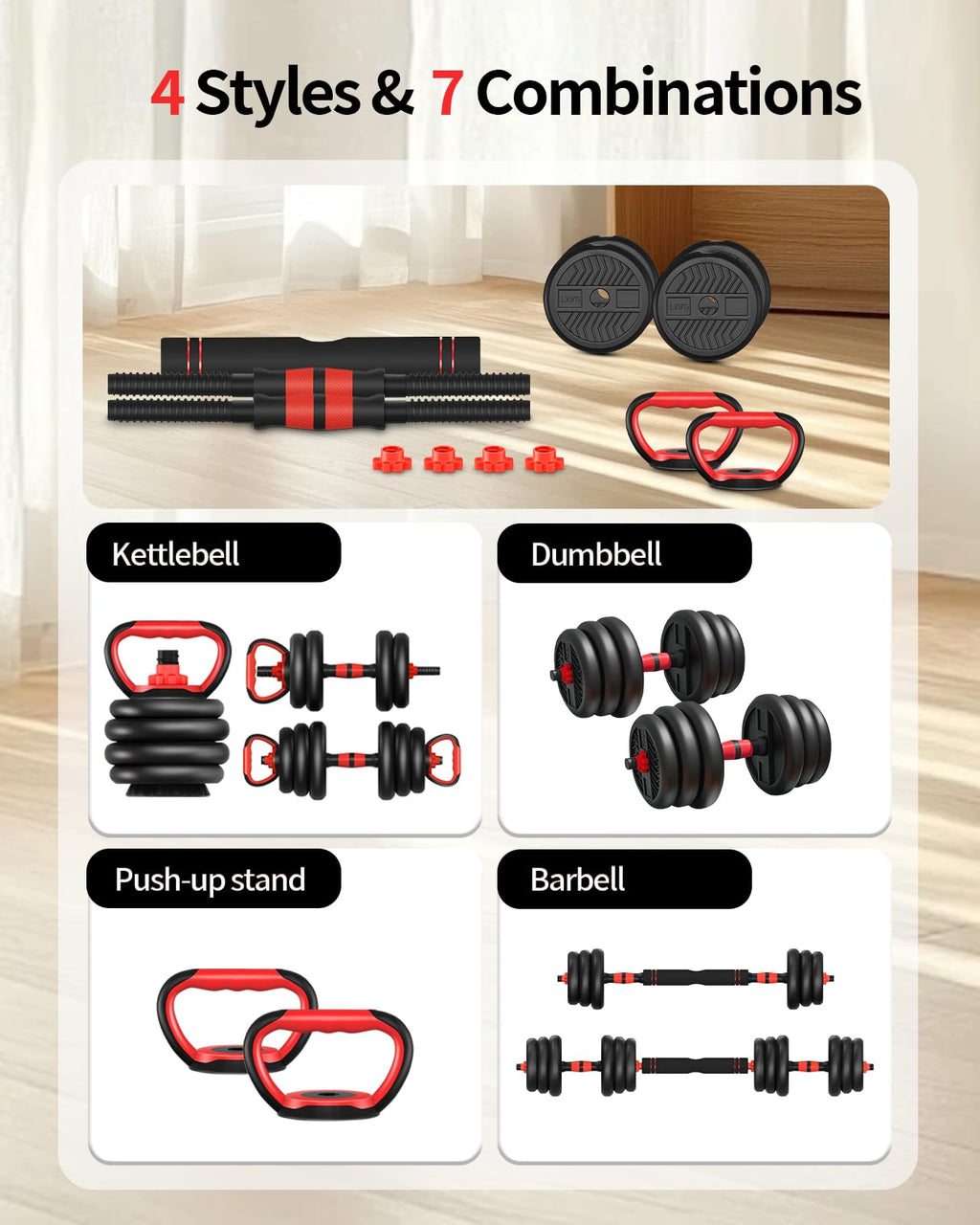 Adjustable Dumbbells Free Weight Set with Connector J776