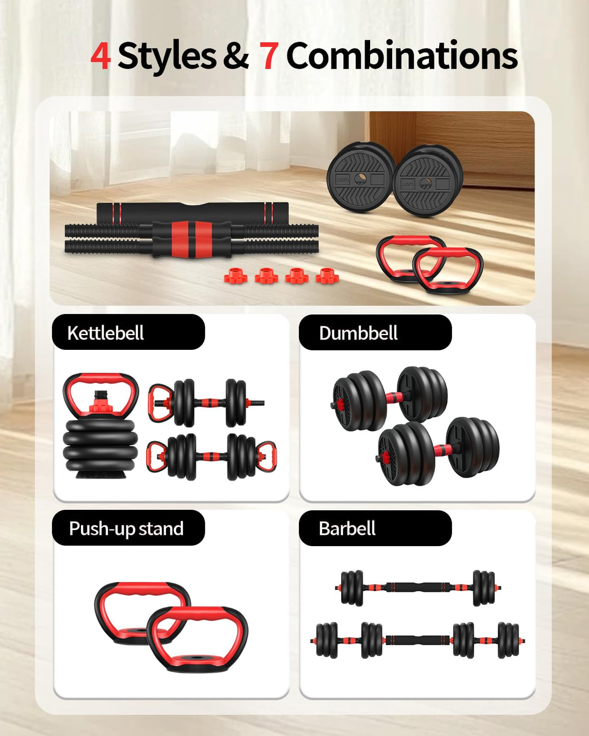Adjustable Dumbbells Free Weight Set with Connector J776