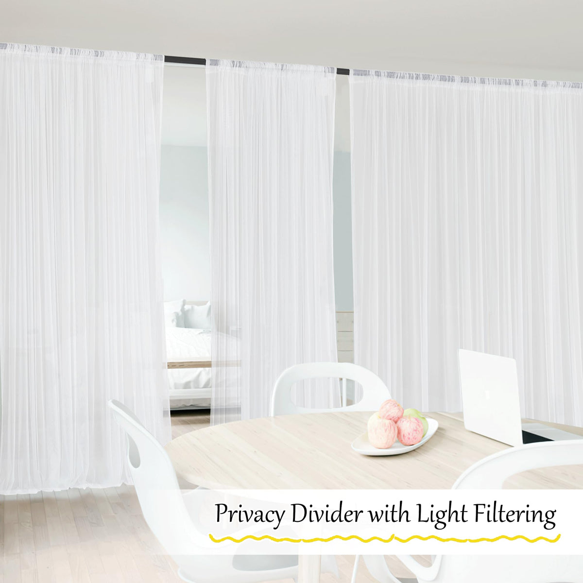 White 2 Panels Waterproof Mosquito Netting Curtains H382