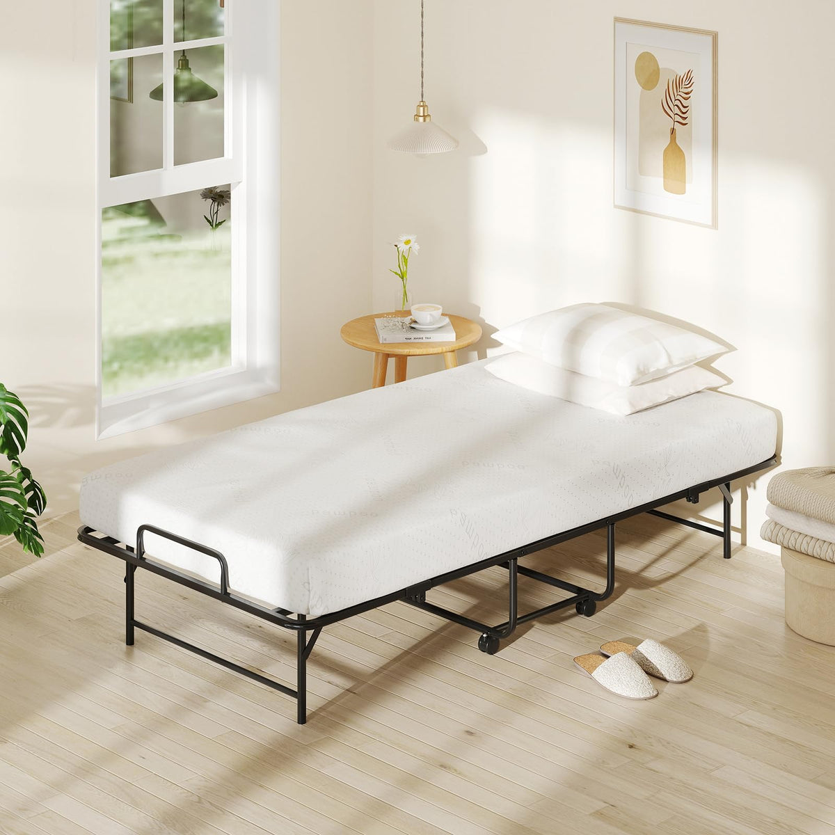 Twin Folding Bed Frame with Memory Foam Mattress F400144