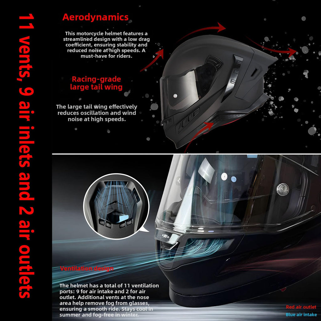 Full Face Motorcycle Helmet DOT Dual Sun Visor D96828