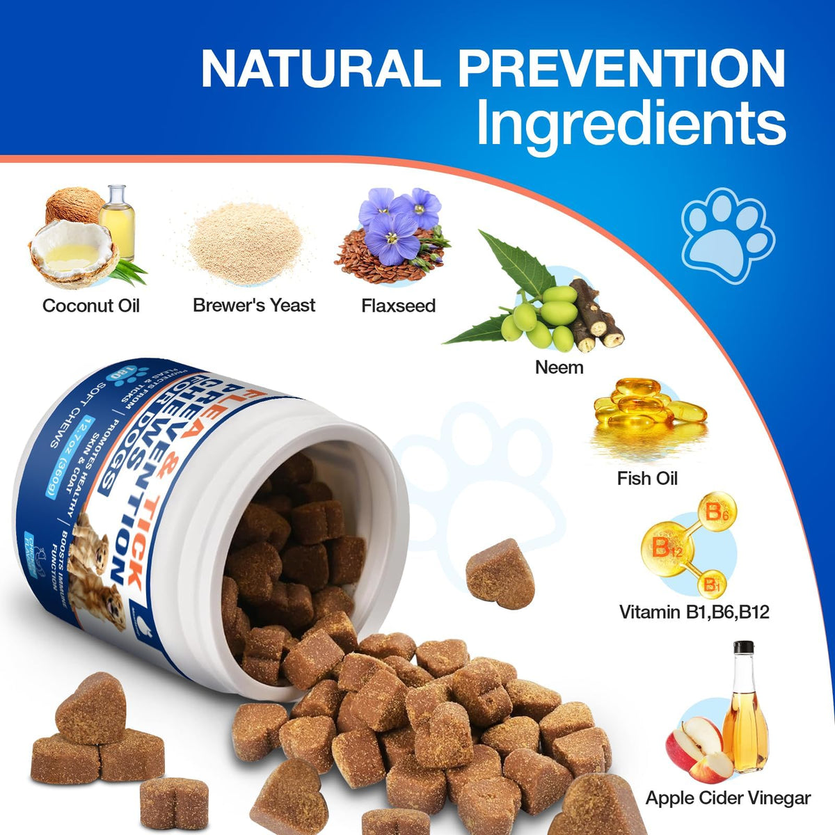 Natural Flea and Tick Prevention for Dogs Chewables Z637075
