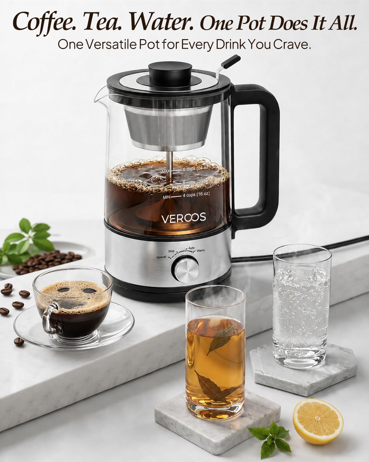 Electric 6-Cup Glass Percolator Coffee Pot Q745