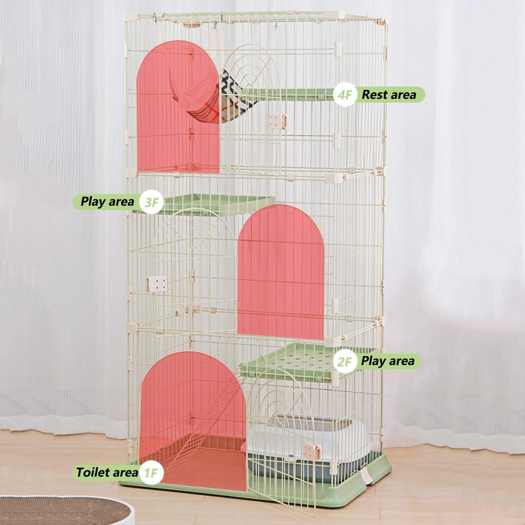 3/4-Tier Cat Cage Playpen with Hammock C919