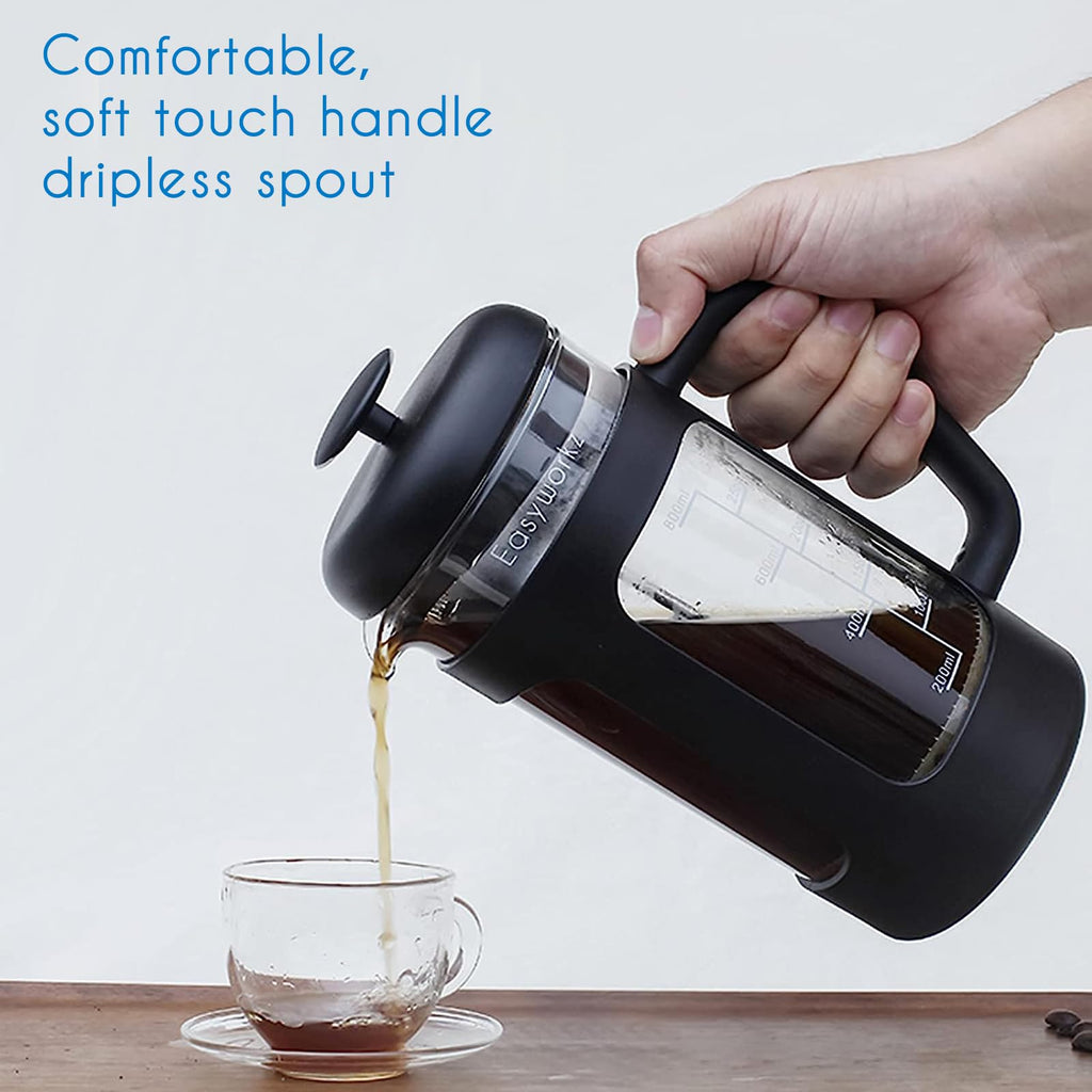 34 oz French Press Coffee Tea Maker with 10g Measuring Spoon Q630752