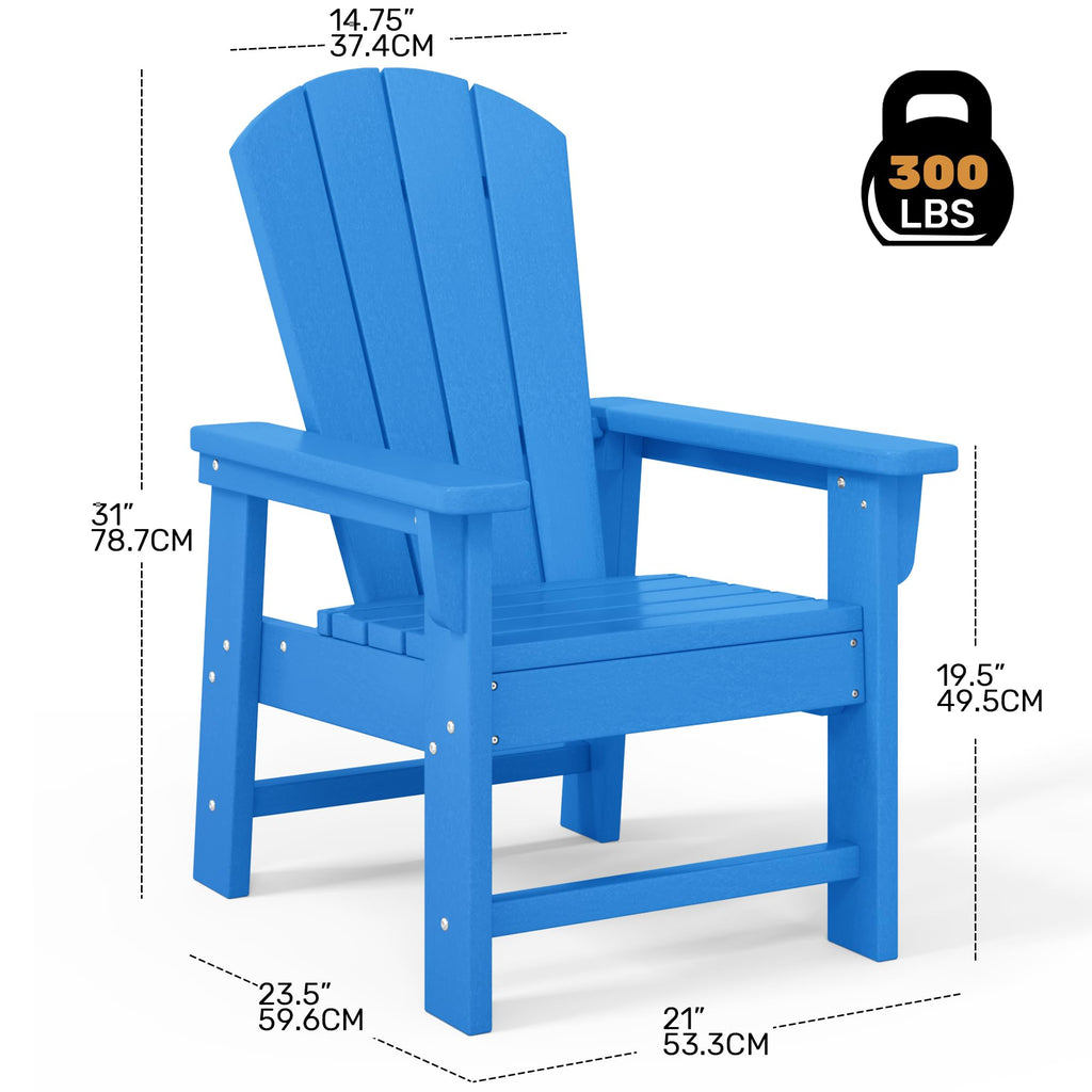 Kids Adirondack Chair Set of 4 Plastic Outdoor Pacific Blue A469