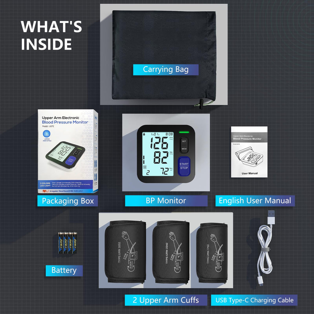 Upper Arm Blood Pressure Machine with 3 Size Cuffs L61342