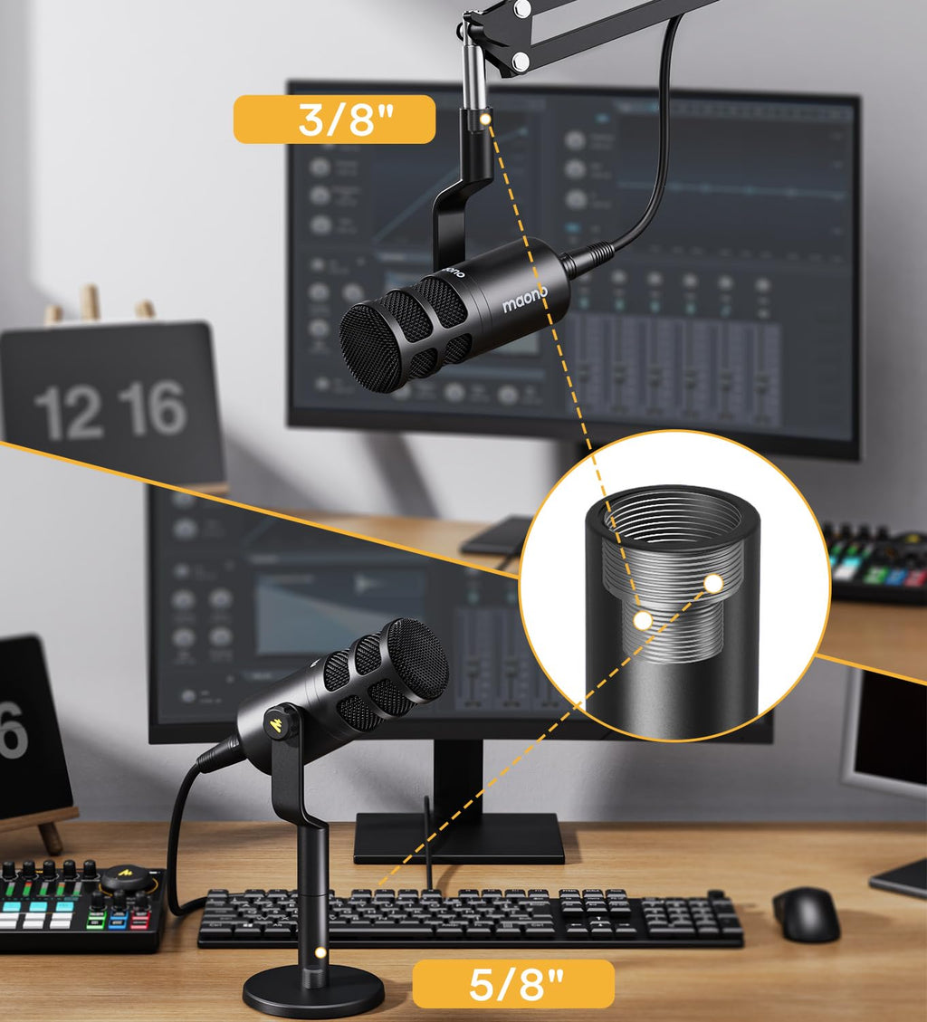XLR Podcast Microphone, Cardioid Dynamic Metal Desk Mic T2740