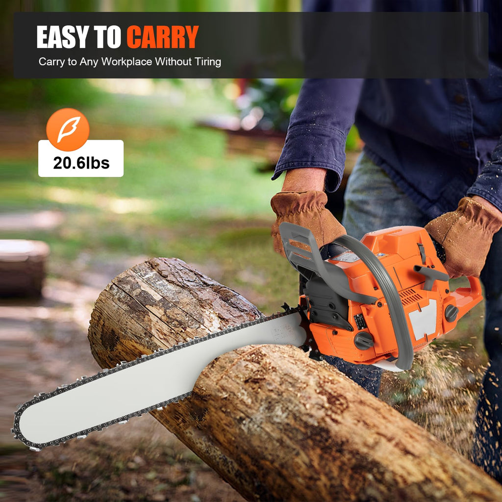 Gas Powered Chainsaw, 71.8cc 2-Stroke, 24 Inch M9508