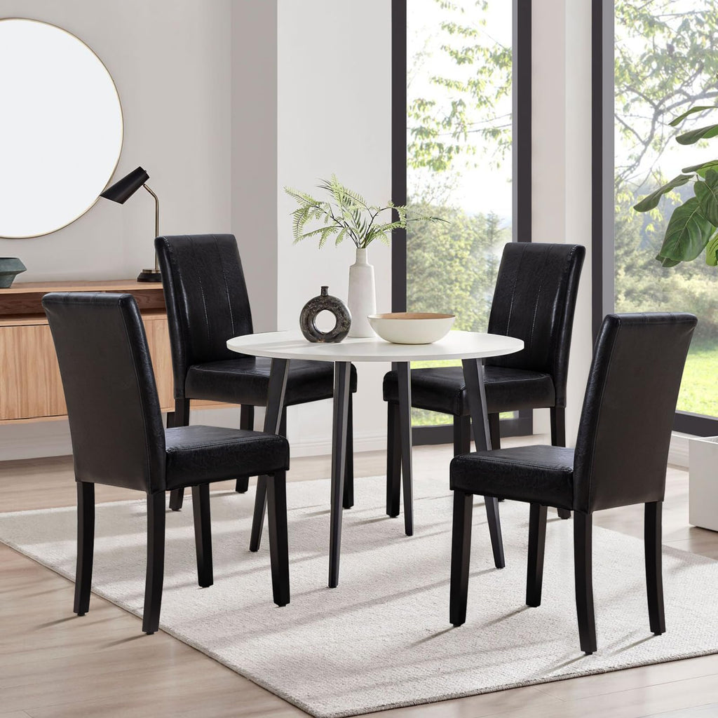 Black PU Leather Dining Chairs Set of 4 G9490