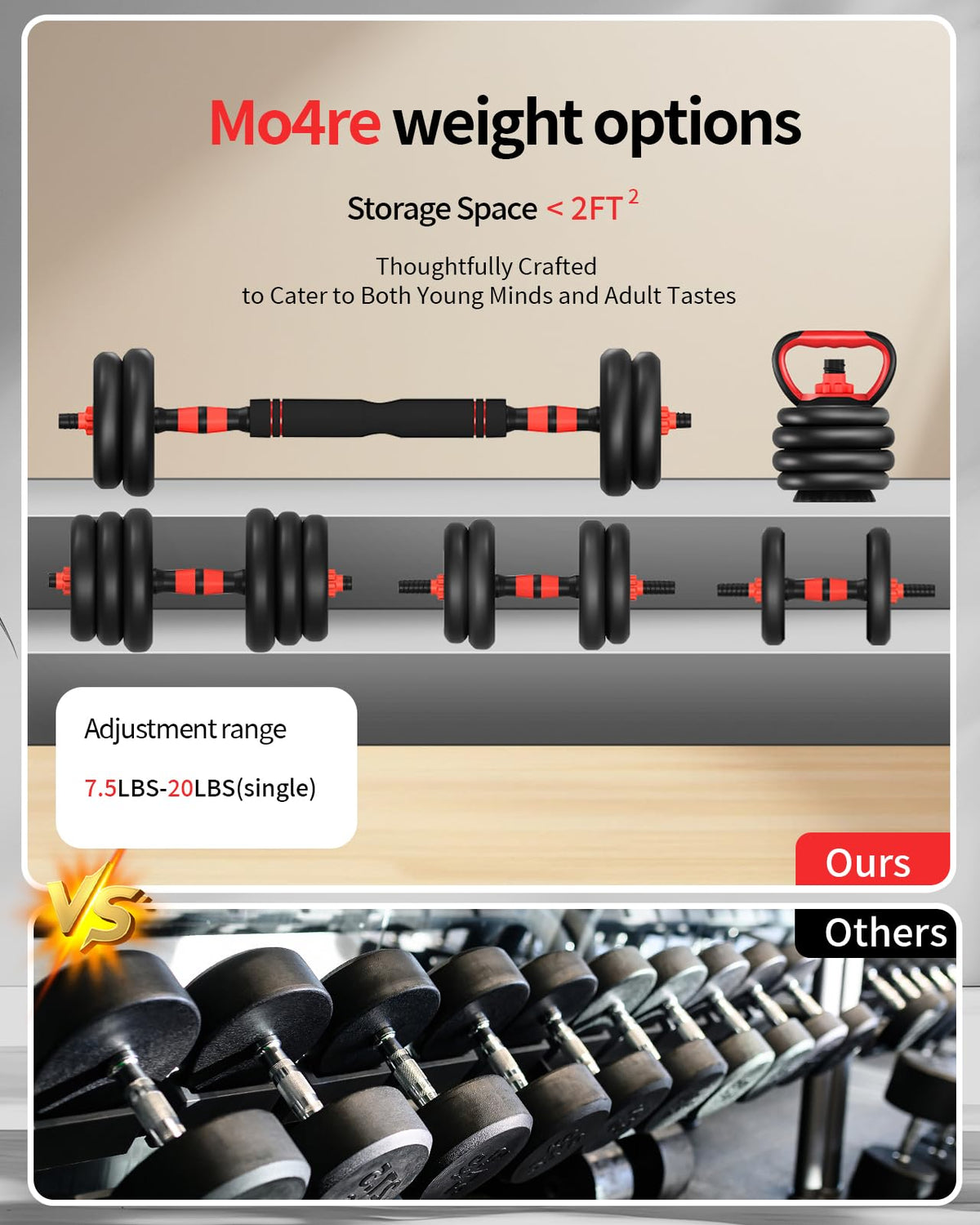 Adjustable Dumbbells Free Weight Set with Connector J776