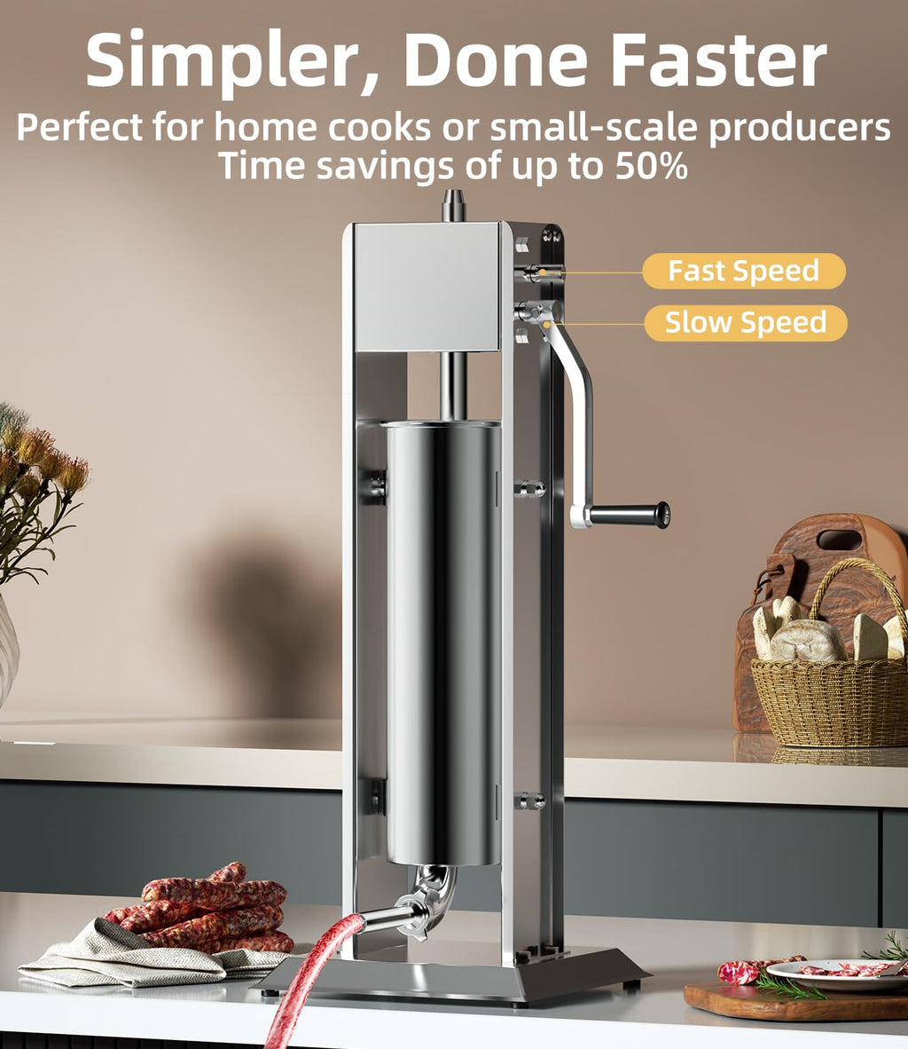 Manual Sausage Stuffer 15 Lb with 4 Stainless Steel Stuffing Tubes Z79912